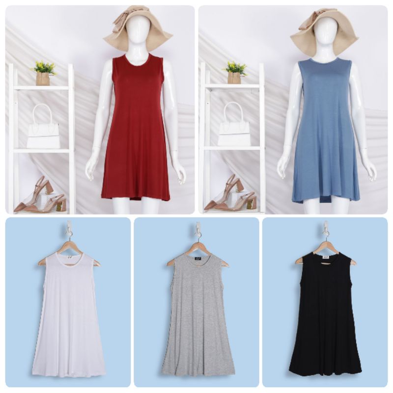 INNER TANKTOP / DRESS POLOS TANPA LENGAN / DALEMAN BAJU / MINI DRESS / INNER LENGAN KUTUNG