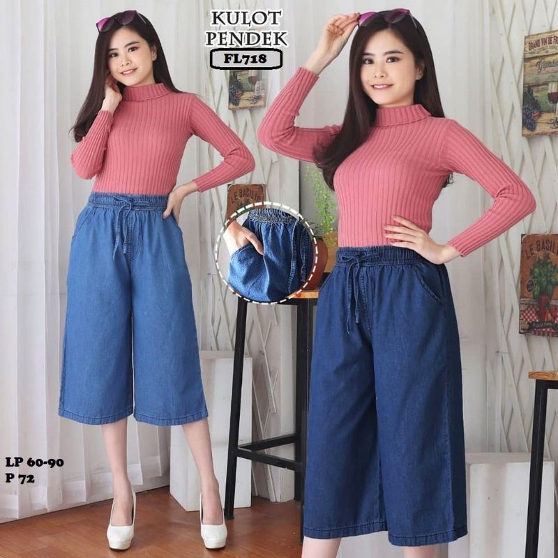 Celana Kulot 7/8 Jumbo kekinia / Kulot Jeans Pendek Jumbo  / Celana Pendek