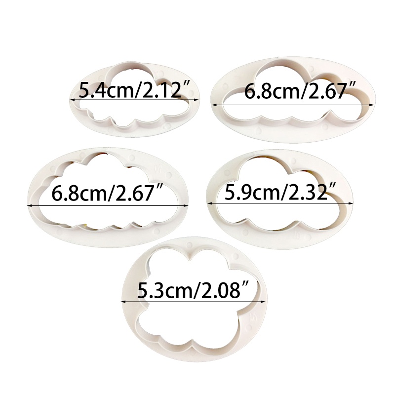 5 Pcs Cetakan Kue Bentuk Awan Bahan Plastik