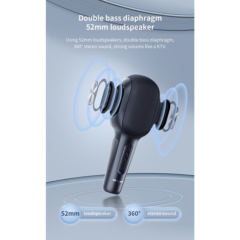 Zealot Mikrofon Karaoke Wireless Bluetooth Speaker Portable KTV - S58 - Black