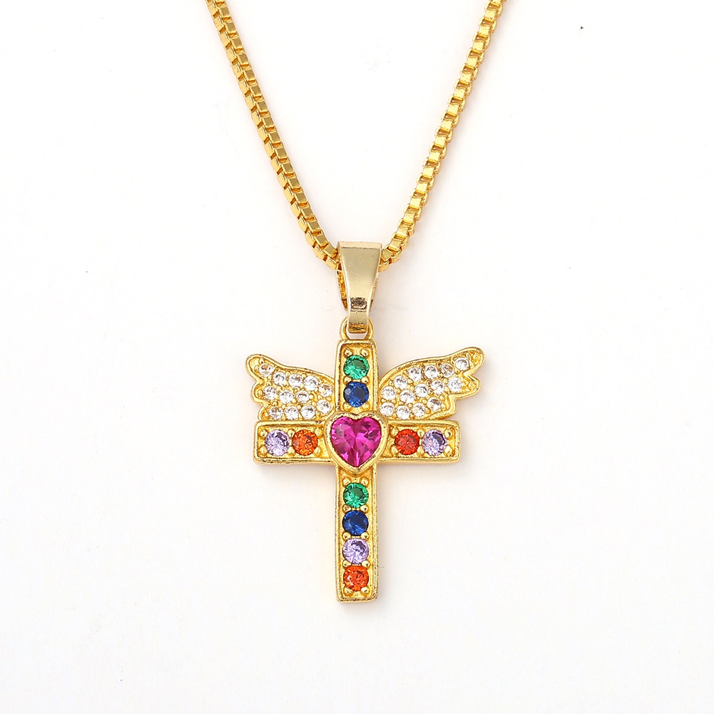 Eropa dan Amerika baru tren hip hop kata frame angel wings mikro bertatahkan zircon ornamen liontin