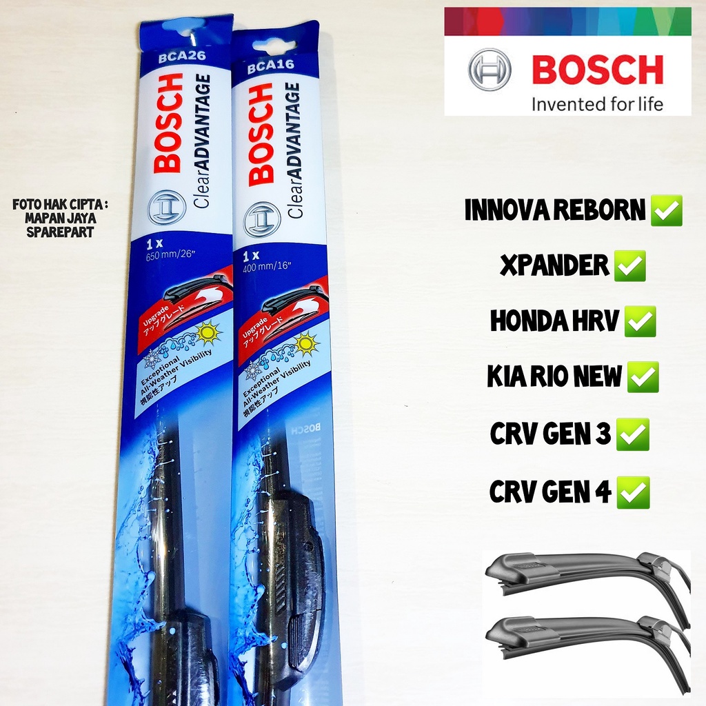 BOSCH WIPER DEPAN CRV (GEN 3 &amp; GEN 4) / HR-V / XPANDER (FRAMELESS PISANG)