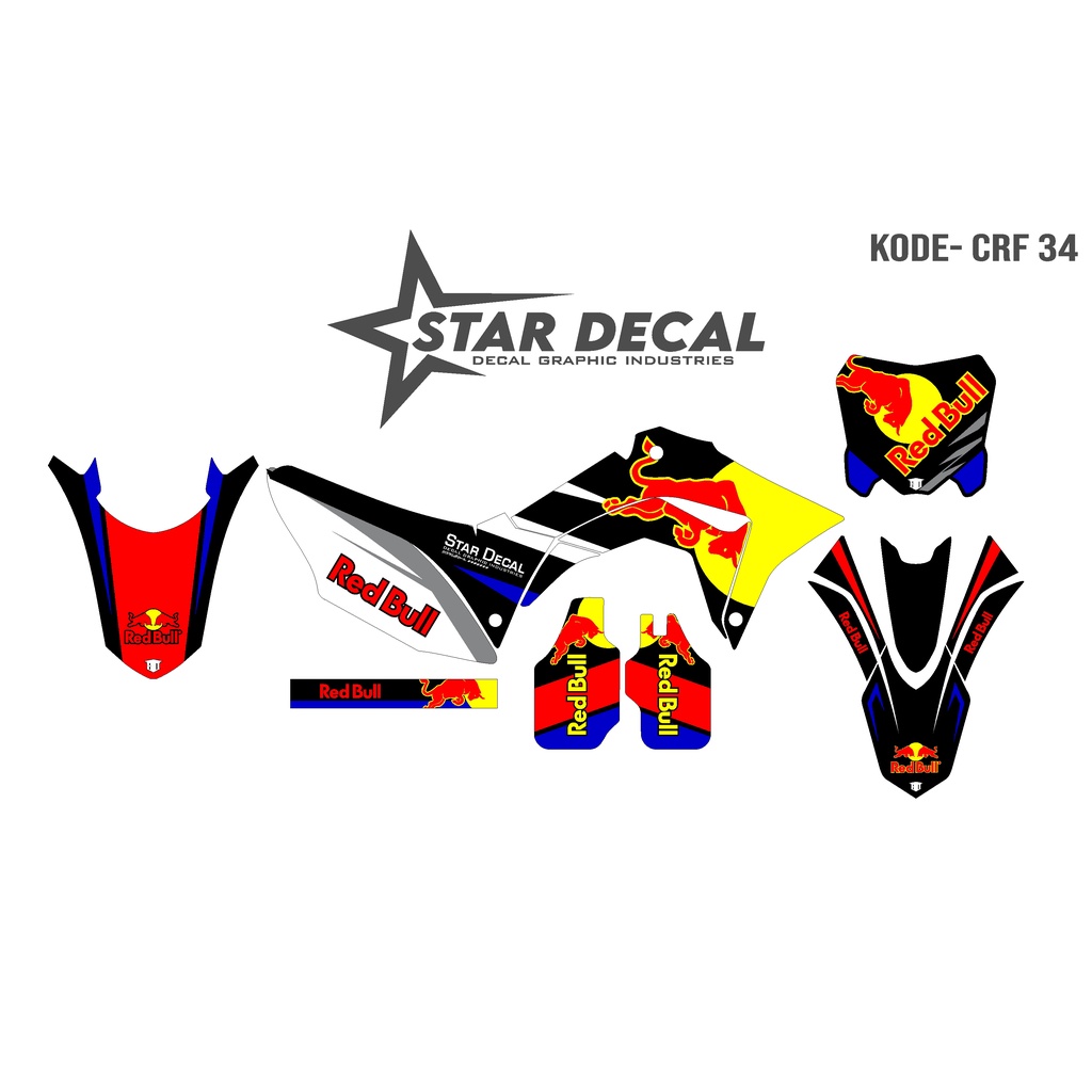 Decal Stiker Motor CRF 150 L  full body Hitam Red Bull