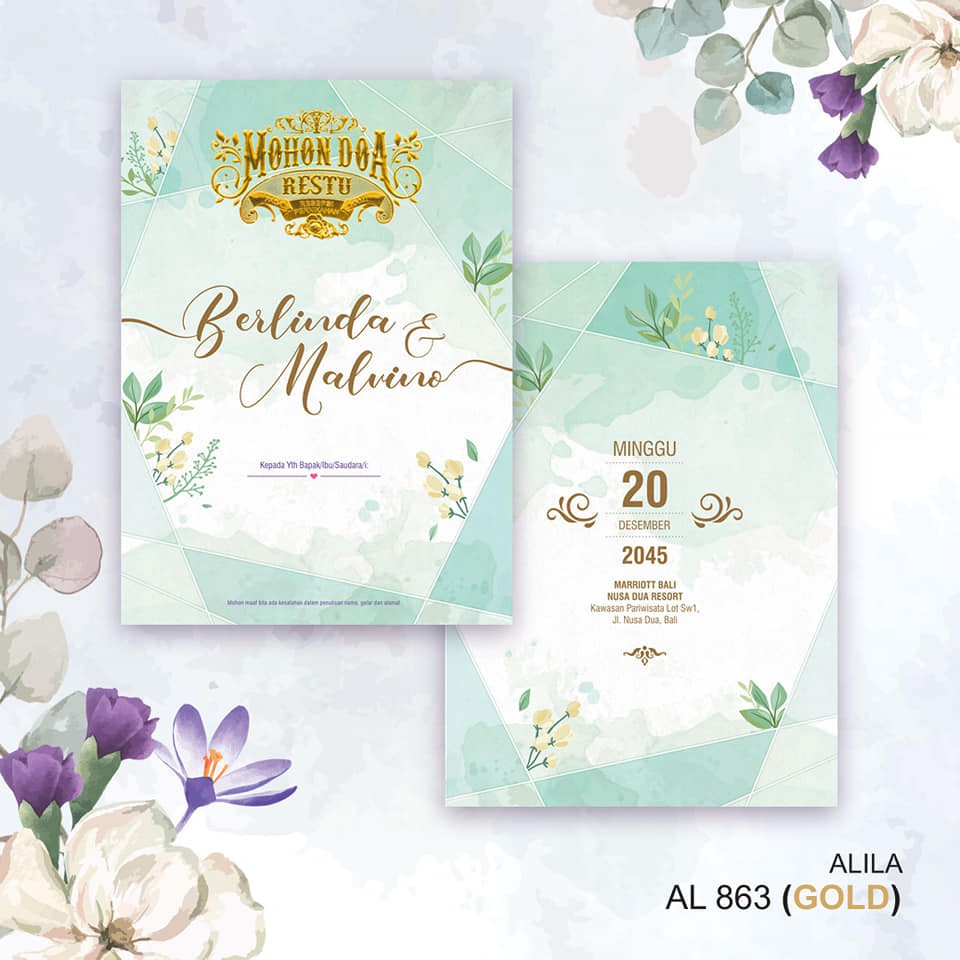 Cetak Undangan Blangko + Plastik dan Label Free : Alila 863 Gold (foil)