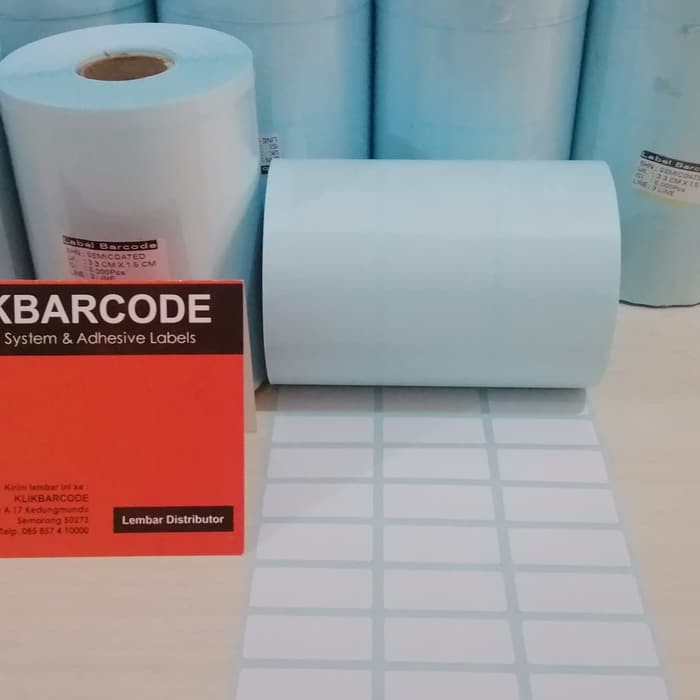 

LABEL BARCODE 33 X 15, 3 LINE, SEMICOAT, ISI : 5.000 PCS, KUALITAS BAGUS, PROMO SHOPEE - BIRU FI