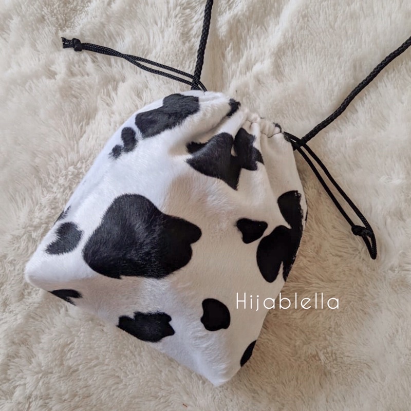 Tas Serut / Drawstring Bag Bulu Motif Sapi