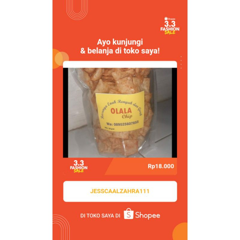 

OLALA CHIPS pangsit pedas terlaris 200gr
