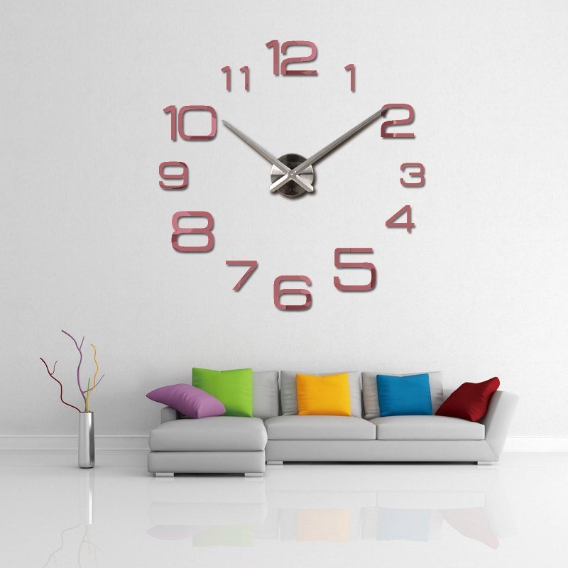 (MAINANKYU) Jam Dinding Besar DIY Giant Wall Clock Quartz Creative Design 90cm Model Numeral- SILVER