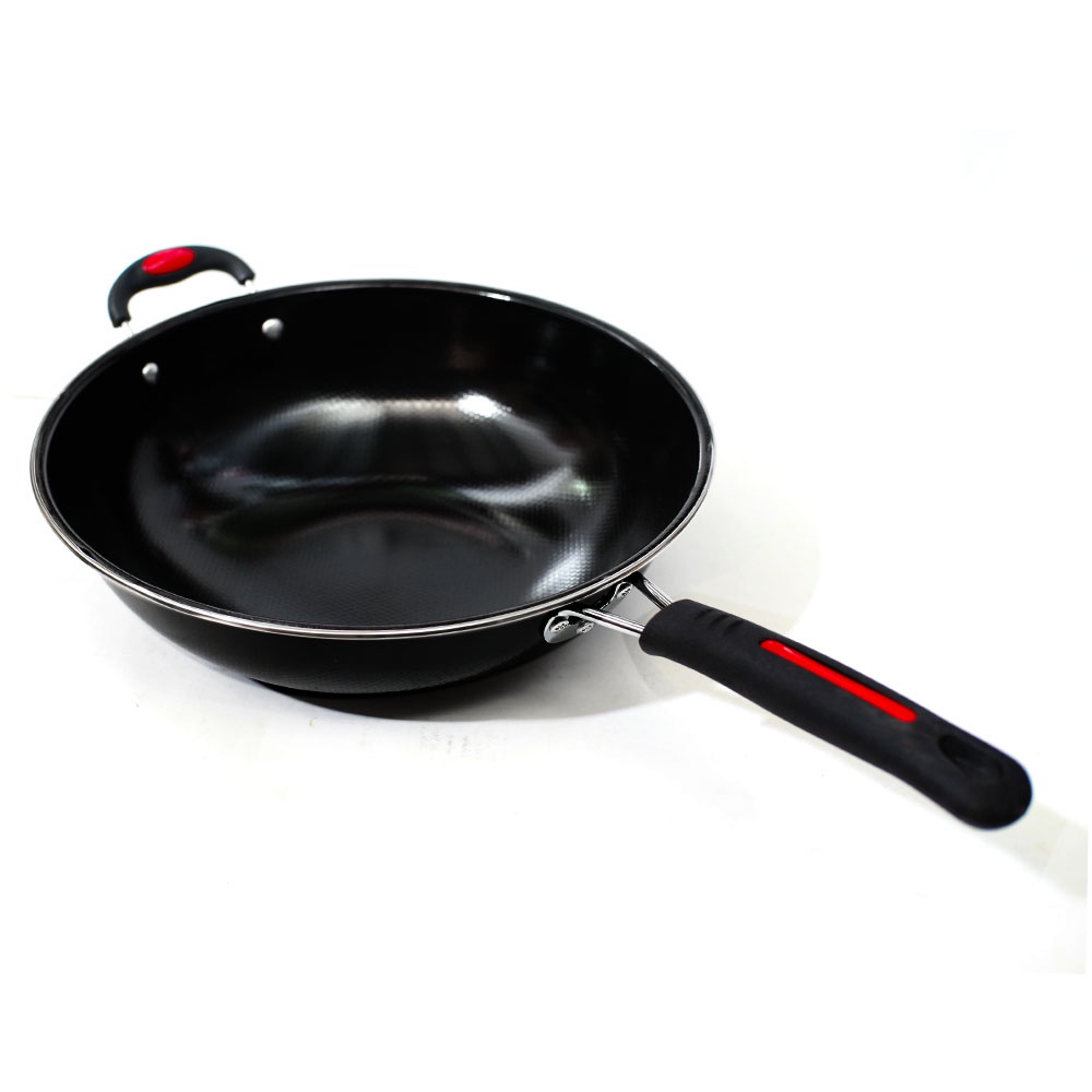 Wajan Hitam 32 cm HA Enamel / Wok Pan Anti Karat Hitam