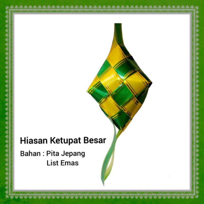 

Hiasan Ketupat Pita Jepang List Emas Double Extra Besar XXL 12 x 12cm