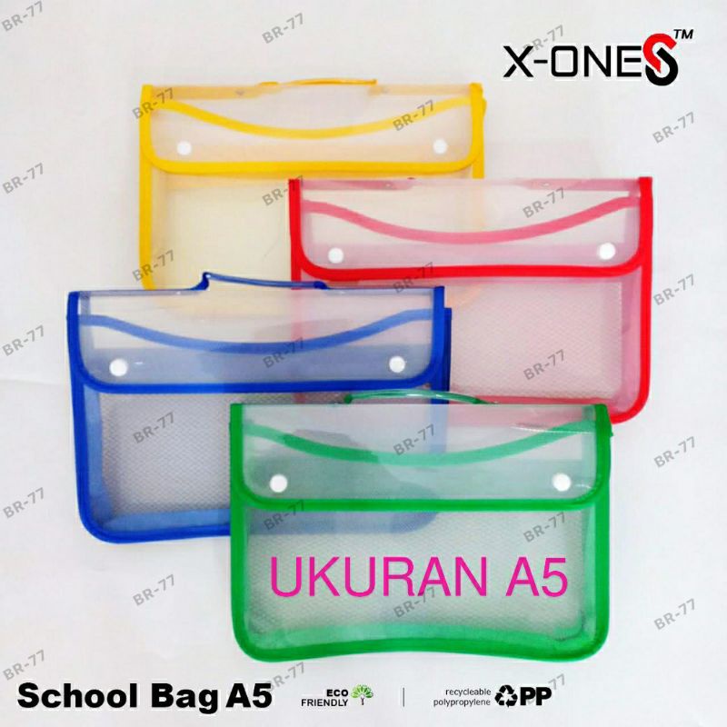 

Map Ziper kancing 2 /School bag kancing 2 MERK X-ONE / Ukuran A5