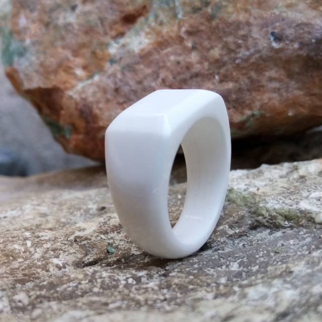 Langka!  Ring Cincin Giok Snow Jade Aceh Model Petak Atas Kualitas Super