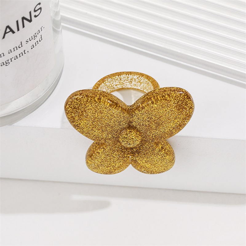 Resin color butterfly ring oversized creative personality ring for women