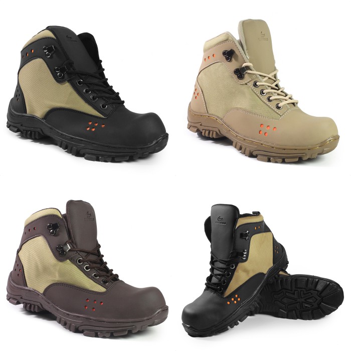 sepatu safety boots pria ujung besi crorcodile tanker work and septi termurah