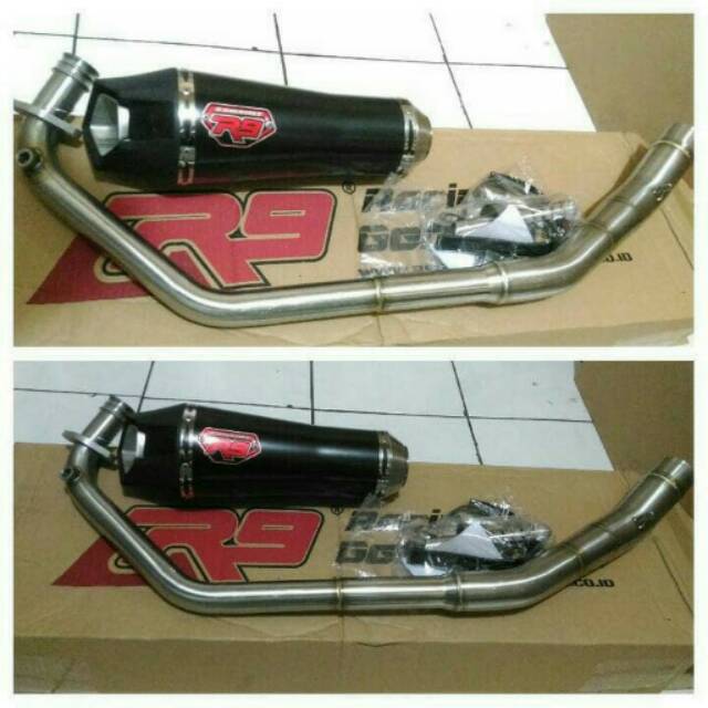 Knalpot r9 alpha ninja 250 fi free handgrip r9 original