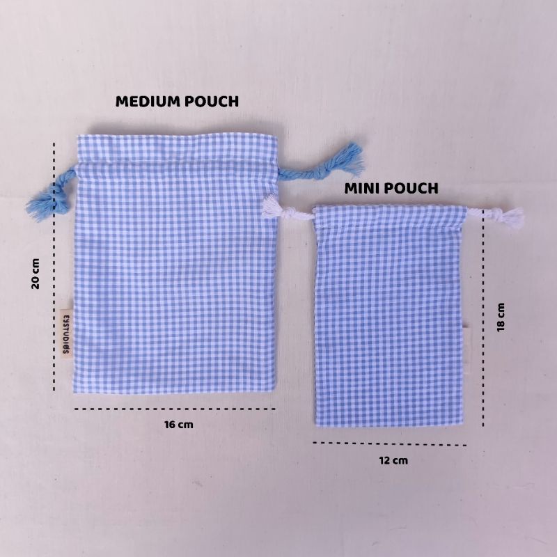 eystudios - Mini Pouch Gingham / Kantung Serut Serba Guna