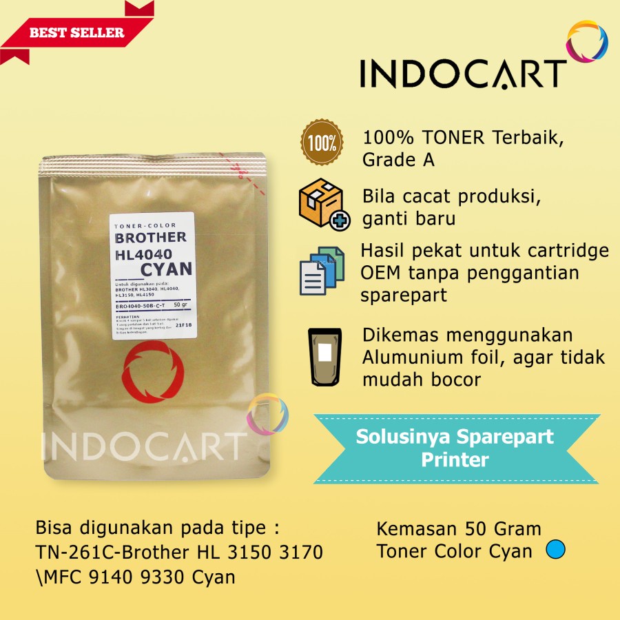 Serbuk Toner Warna Jepang-TN240 TN-240-HL 3040 3070 DCP 9010-50gr