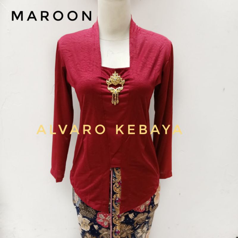 atasan kebaya kutubaru polos strait melar stretch lengan panjang bahan adem murah ready stock baju wanita tradisional jawa kantor real pict ready