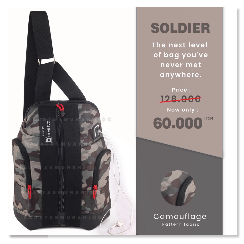 PTS - GEAR BAG SOLDIER 13126 - Travel Bag Waistbag Camouflage Tas Selempang Pria Slingbag Best Quality