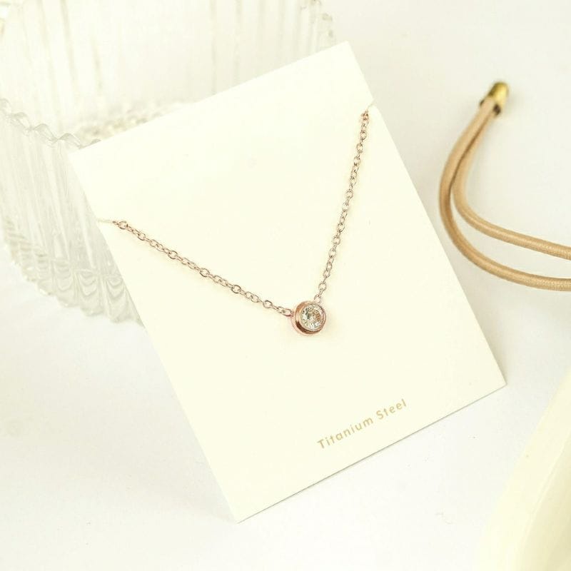 Kalung Titanium Rose Gold Anti Karat Liontin Clover  / Kalung Korea Style Terbaru / COD