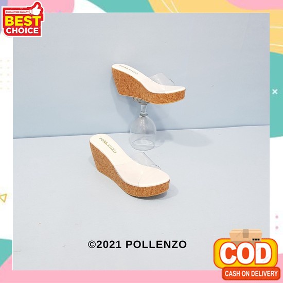 Sendal Wanita Wedges Wanita Sepatu Wanita Sepu Wanita Sepatu Sandal Wa Pollenzo - Crystal White Wed