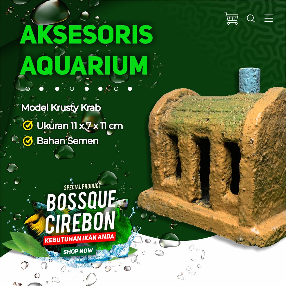 Hiasan Aquarium Ornamen Aquascape Rumah Krusty Krab Crusty Crab Teman Spongebob Semen Bukan Resin Fiber Kuat Tahan Lama