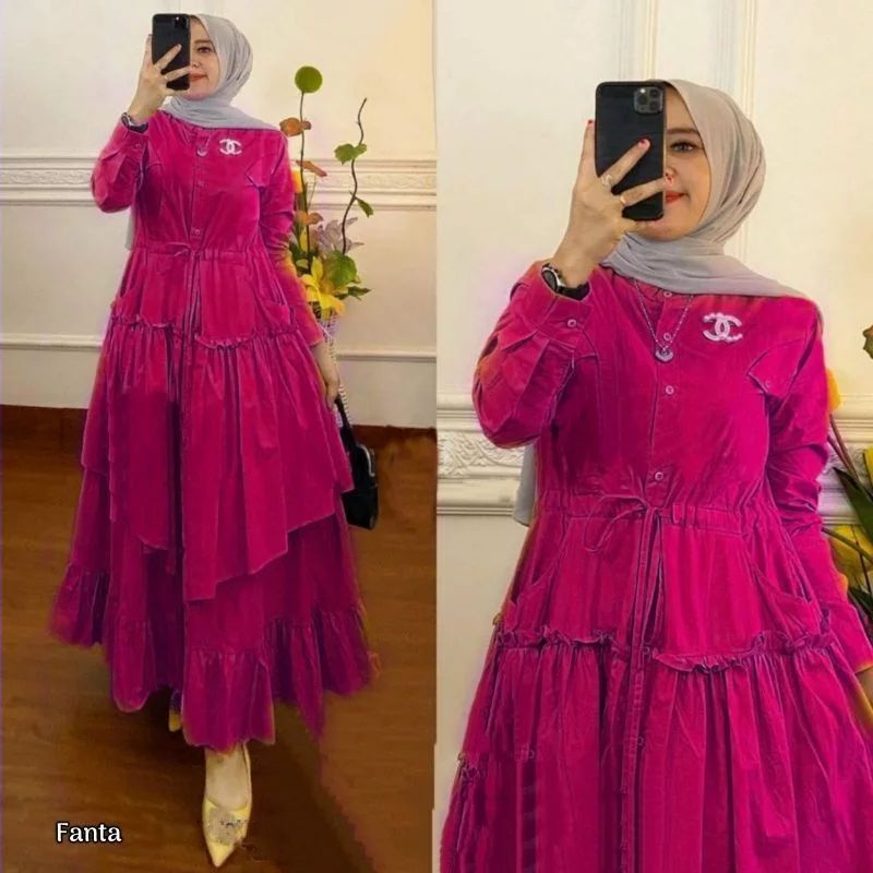 Marinka Dress JUMBO / Long Dress Polos Terbaru 2022 / Gamis Matt Katun Rayon Termurah Kekinian / GAM