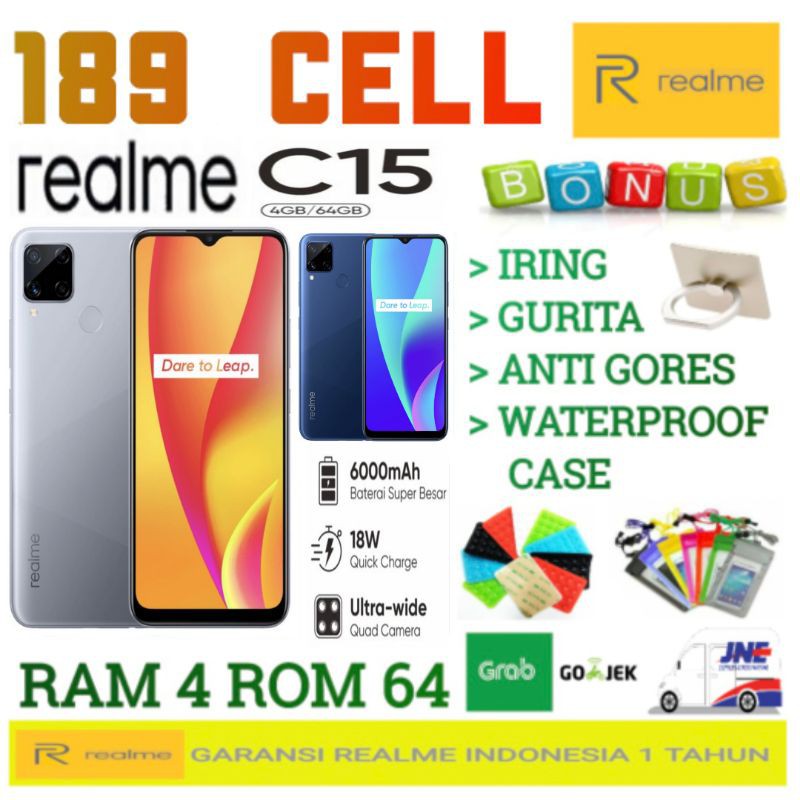 REALME C15 RAM 4/64 GB | Narzo 20 4/64 | Narzo 50i prime 4/64 GARANSI RESMI REALME INDONESIA