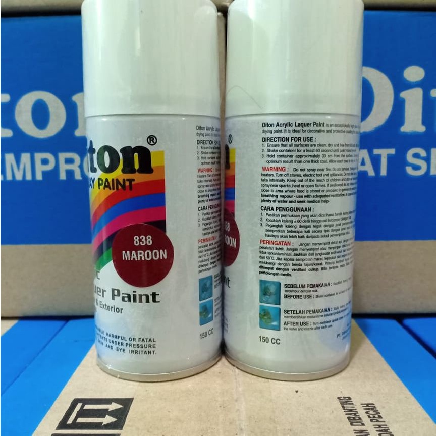 DITON Spray Paint Acrylic Lacquer Paint Pilox Cat Semprot - 838 Maroon / Merah Maron (150cc/Kecil)