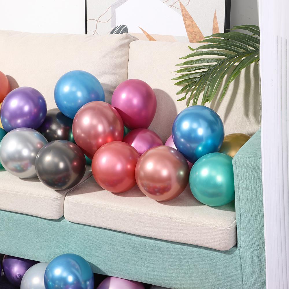 Nanas 50 Pcs 5 Inch Balon Lateks Anak-Anak Mendukung Metalik DIY Hadiah Perlengkapan Pesta Tebal Chrome