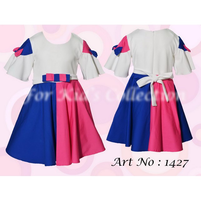 Dress Anak Perempuan Two Tones Kombinasi warna Trendy