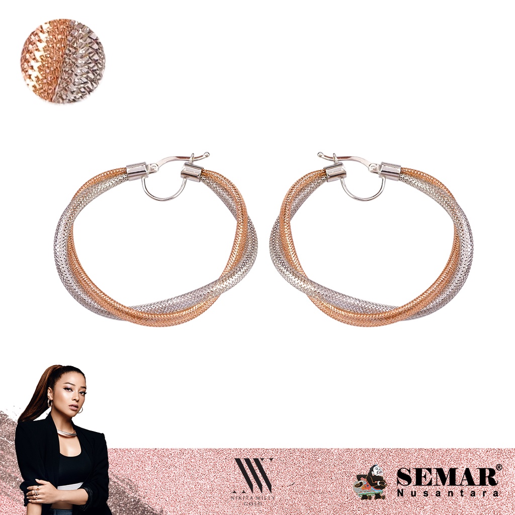 Nikita Willy Gold Anting Emas Featherlite - Earrings Rose White 17K Semar Nusantara