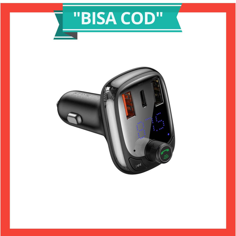 Baseus Car Bluetooth 5.0 FM Audio Transmitter with 3 USB Port + TF Card Slot - CCTM-B01 - Black