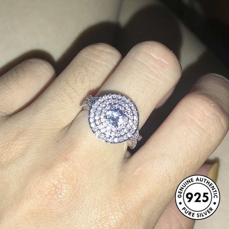 Cincin Berlian Tiga Lapis Bahan S925 Silver