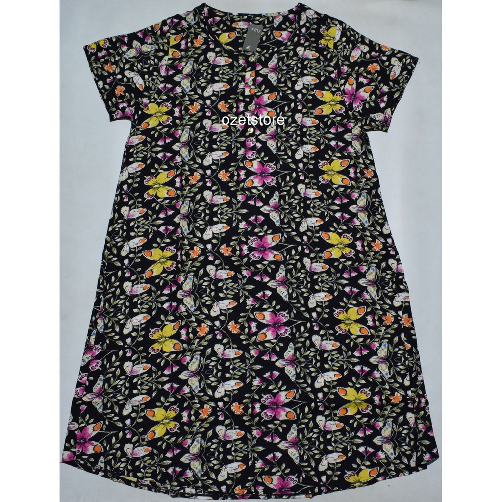 Daster Wanita Lengan Pendek Hitam Motif St.Yves CC36 ORIGINAL