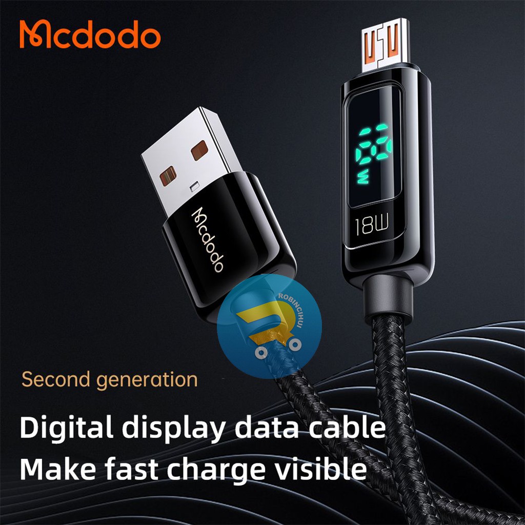 MCDODO Kabel Micro Usb Digital Display Pro Fast Charging 3A QC 4.0 - Charger Micro Usb Mcdodo - Kabel Data Micro Usb Mcdodo – Micro Usb Mcdodo – Samsung, Oppo, Vivo, Xiaomi, Huawei, Asus ORIGINAL