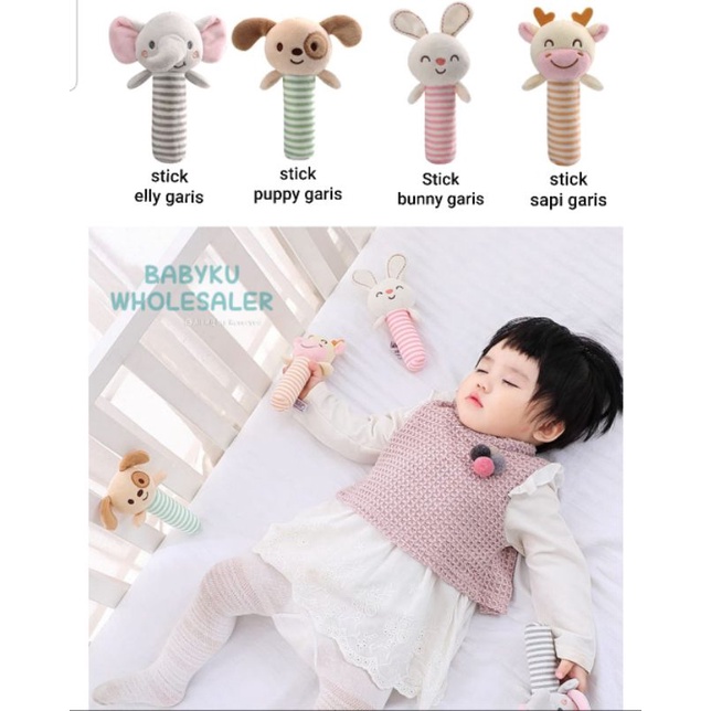 Mainan rattle stick bayi / Mainan boneka genggam bayi ada bunyi