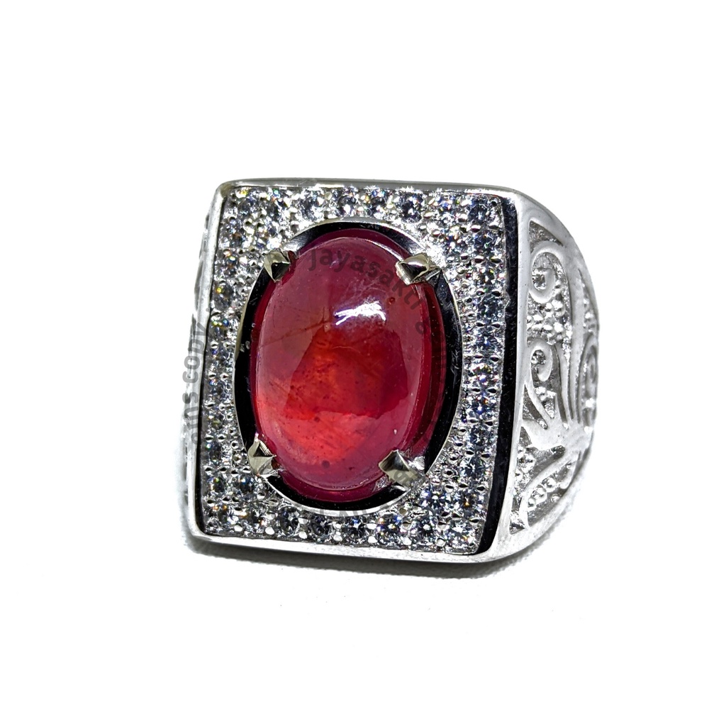 Natural Batu Permata Red Ruby Blood Ring Alphaka Microsetting RRB01