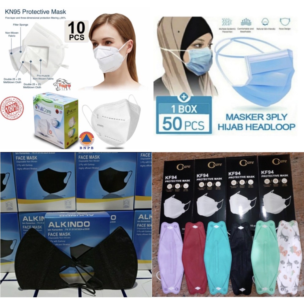 TERMURAH Masker Earloop | Hijab Headloop | Duckbill | KN95 | KF94 | Anak dan Dewasa | Medis