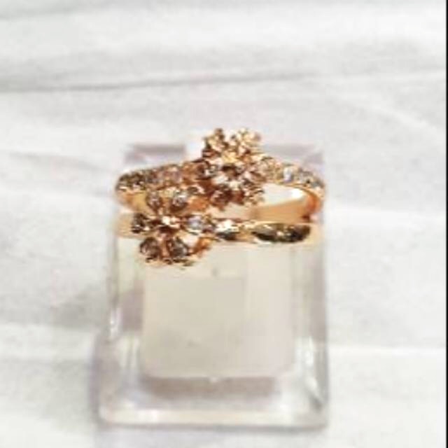 [tiara]cincin wanita / cincin bunga dobel / cincin lapis emas / cincin permata / replika emas