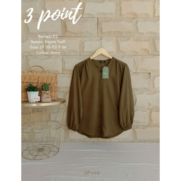 Kemeja K2 Rayon Twill Premium | Atasan Wanita | 3Point | Blouse