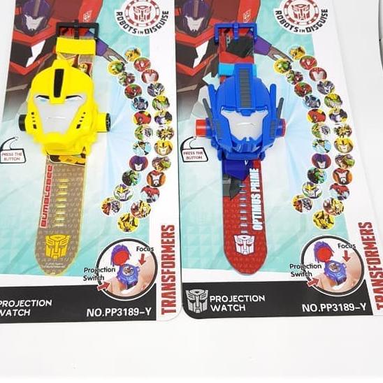 ♖ Jam Tangan Proyeksi Kepala Besar Motif Transformer Bumblebee Optimus ➬