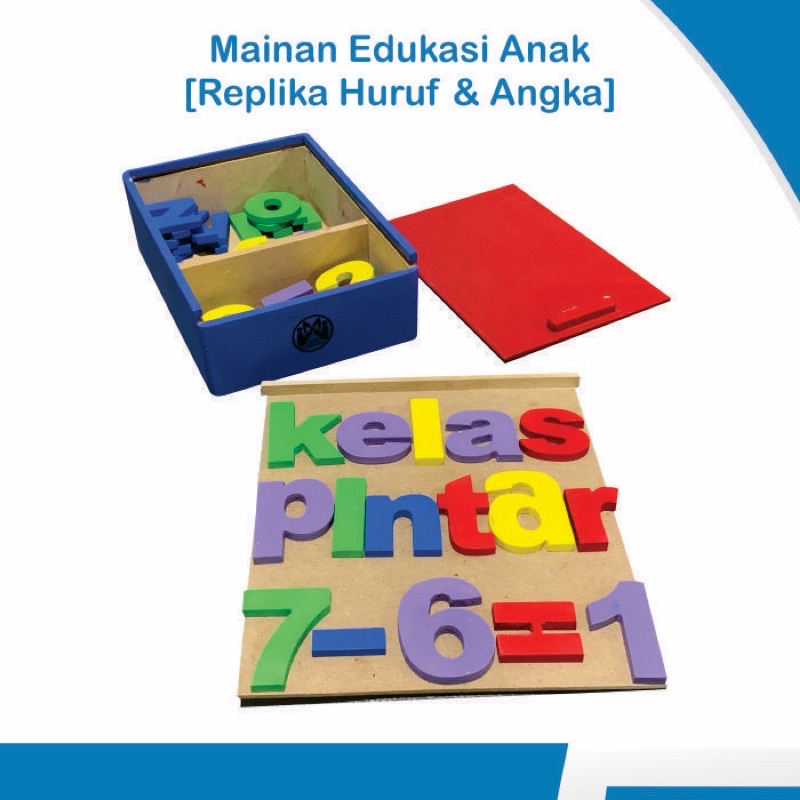Mainan edukasi anak replika huruf dan angka kayu [eMWe.APE.DAK-10K]