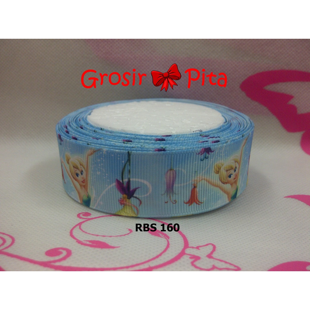 

(25 yard) Pita Grosgrain Motif Tinkerbell RBS 160 | Toko Bahan Craft | Grosir Pita