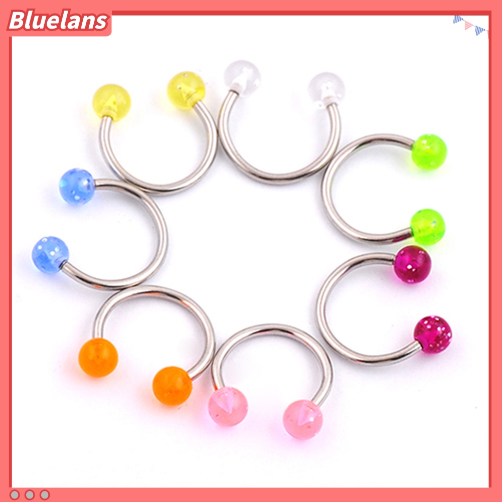 Bluelans 7Pcs 16G Stainless Steel Earring Nose Lip Nipple Circular Barbell Horseshoe Ring