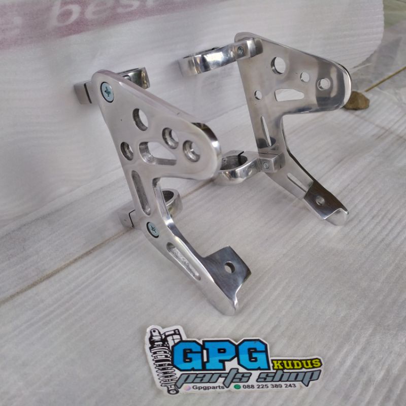 BRACKET BREKET BRICKET LAMPU RX KING CNC MODEL BPRO-KUPINGAN LAMPU SET TULANGAN RXKING-Cincin+kupingan Crom