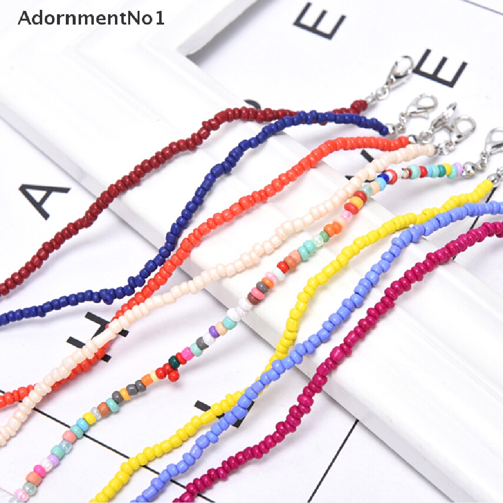 (AdornmentNo1) Kalung Choker Manik-Manik Pelangi Handmade Gaya Bohemia Untuk Wanita