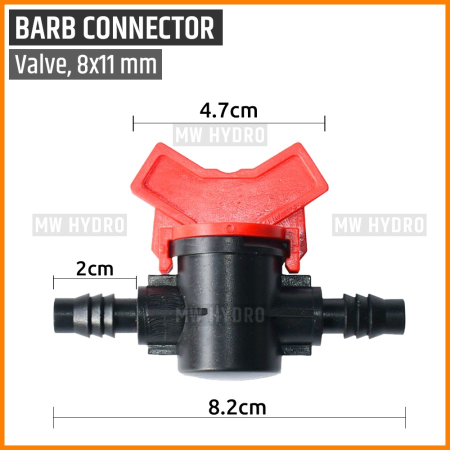 Barb Valve 11 mm - Straight Joiner | Konektor Keran Selang Irigasi Hidroponik - Lurus