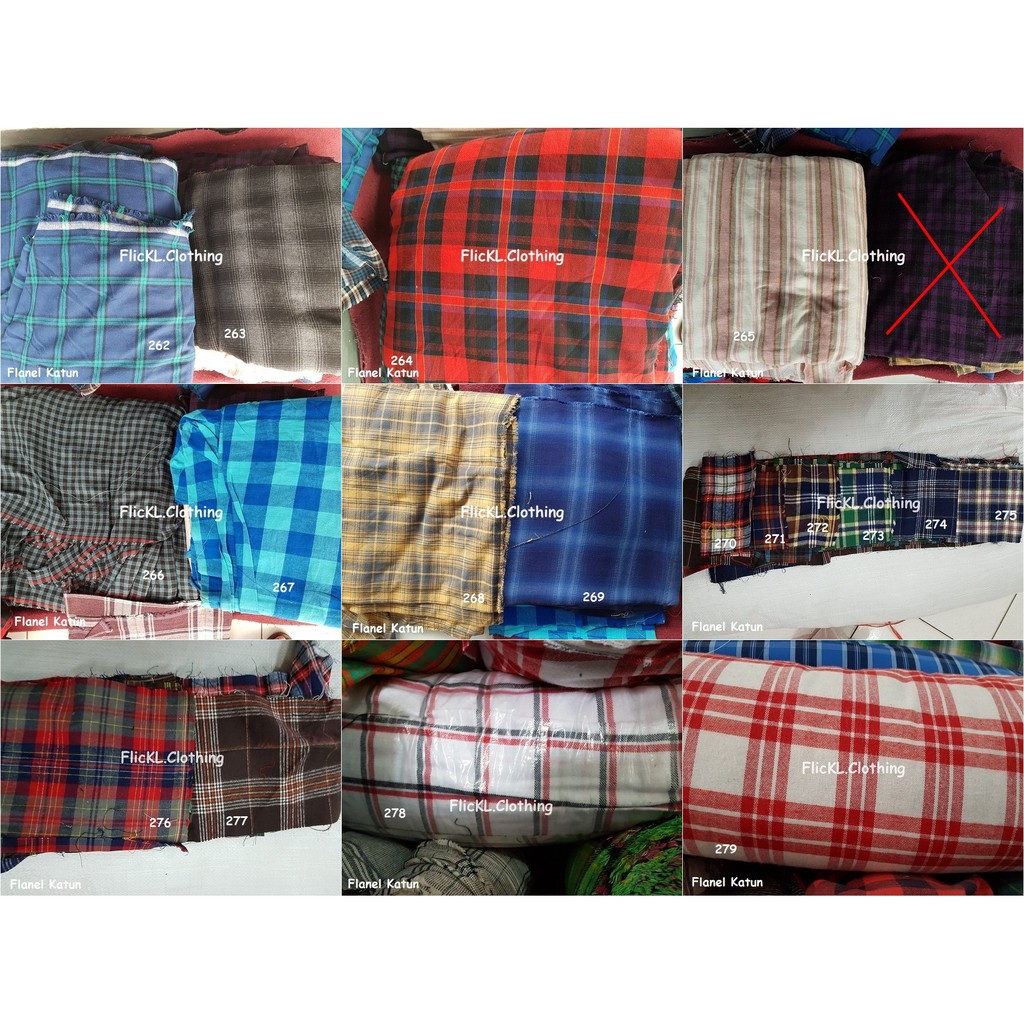 Bahan Kain Flanel Cotton Katun Kotak Kotak Kemeja Motif