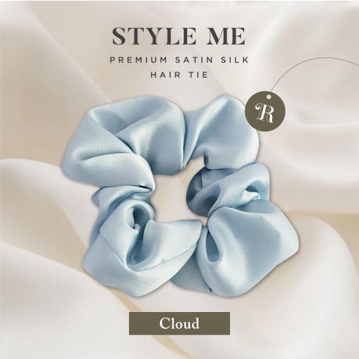 Scrunchies Premium Satin Silk MAXI The Rituale | Ikat Rambut Kuncir Hijab Cepol | Anti Rontok Pusing-Cloud